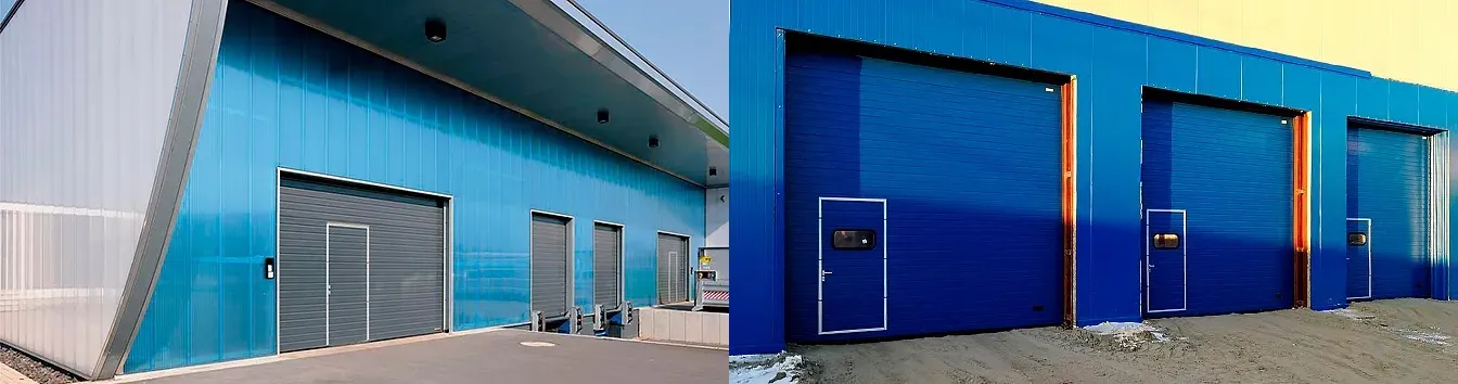 Промышленные секционные ворота ISD01 с автоматикой и калиткой