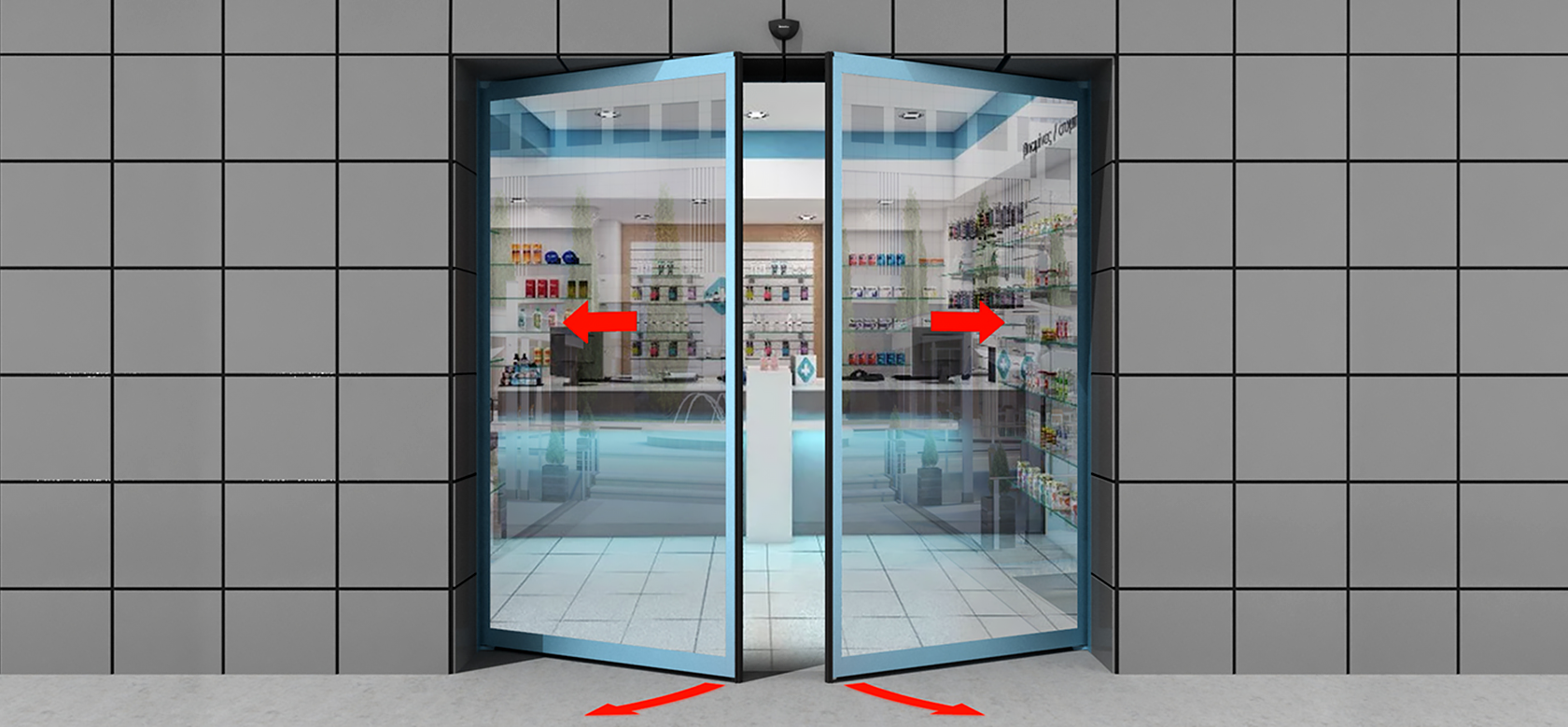 Новые автоматические раздвижные двери «Антипаника» с функцией распахивания створок от производителя DoorHan